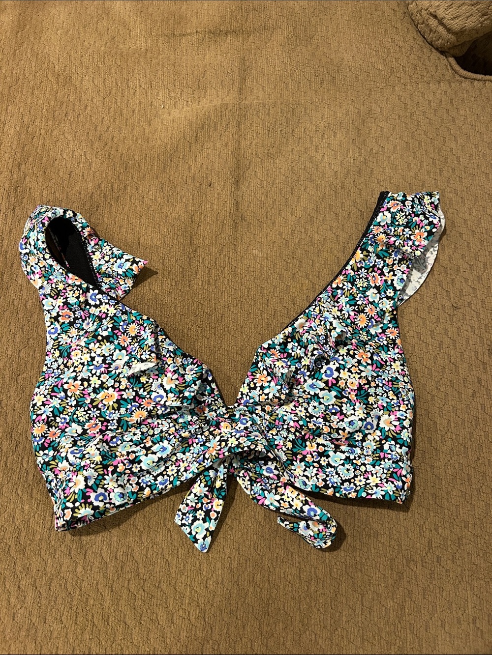 Floral Tie-Front Women’s Top - Black Multi